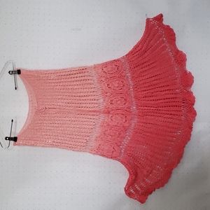 Pink ombre dyed crochet skirt, beach cover up ONE SIZE